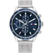 Tommy Hilfiger Accessoires Miles Chronograaf Mesh Armband Horloge in marineblauw zilver