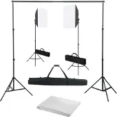 vidaXL Fotostudioset met softboxlampen en achtergrond