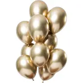 Folat Chrome ballonnen 33cm Spiegeleffect Goud Premium - 12 Stuks