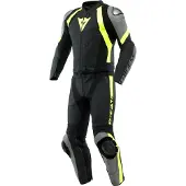 Dainese Avro 4, leren pak 2st. ,Mat-Zwart/Neon-Rood/Wit ,50