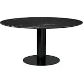 Gubi 2.0 eettafel marble black, ø150, zwart onderstel