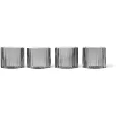 Ferm Living Ripple Lage Glazen - Set van 4 Smoked Grey