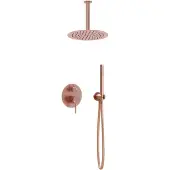 Guido Gusto Inbouw regendouche met plafond arm 25cm douchekop mat rosé goud