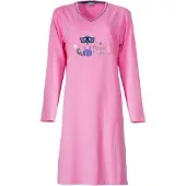Irresistible Dames Nachthemd - V Hals - Lange Mouwen - Roze - Maat L
