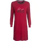 Irresistible Dames Nachthemd - Katoen - Ronde Hals - Rood - Maat XL