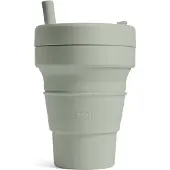 Stojo - Biggie Cup - Koffie / Theebeker - 470 ml - Herbruikbaar - Opvouwbaar - Sage