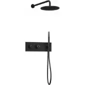 Guido Gusto Inbouw regendouche met wandarm 30cm douchekop mat zwart tweeknops bediening
