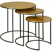 Tower Living Iron side round table w alu top - set of 3 (Goud, 64x64x63 diameter: 64cm)