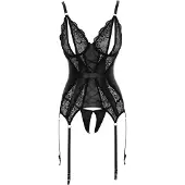Cottelli collection - open bh en string met kant - zwart - XL