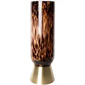 Ptmd collection PTMD GLAZEN Vaas / windlicht Meggy bruine luipaard print