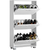 Casaria Schoenenkast 3 Kleppen 115x60x24cm Wit