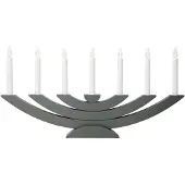 Star Trading kaarsenboog 'Navida', gelakt grenenhout, 7-vlammig, netvoeding, wit, donkergrijs, B 60 cm
