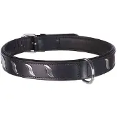 Trixie halsband hond active leer met golfjes zwart