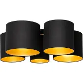 QAZQA Plafondlamp zwart met gouden binnenkant 5-lichts - Multidrum