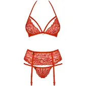 Obsessive Lingerie set met Jarretels – Erotische Lingeriset – Maat L/XL – Rood