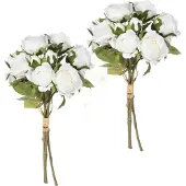Atmosphera kunstbloemen 2 boeketten 14 witte rozen 40 cm