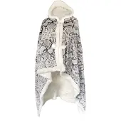Linnick Flanel Fleece Hoodie Met Capuchon Snake - Naturel - 130x180cm - Fleece Plaid - Fleece Deken - Hoodie Deken - Hoodie Dames - Hoodie Heren - Fleece Deken met Capuchon