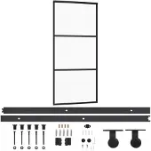vidaXL Schuifdeur met beslag 90x205 cm aluminium en ESG-glas