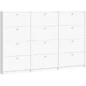 Hioshop Set van 3 schoenenkasten wit mat Escape 225x148x17 cm.