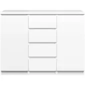 Ebuy24 Nada dressoir 2 deuren en 4 lades wit hoogglans.