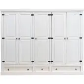 Ebuy24 5-deurs kledingkast wit New Mexico.