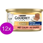 Gourmet 12x Gold - Mousse Zalm - Kattenvoer - 85g