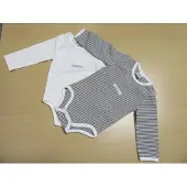 Dirkje - bodyset - 2 pack - Creme en streep - 68 / 6 maand lange mouw