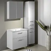 Aqualine Vega kolomkast met wasmand 184x40x31cm wit
