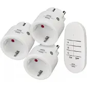 Brennenstuhl Comfort-Line Draadloze Schakelaarset Mini 3+1, 3 mini draadloze schakelaars (voor binnenshuis, met Afstandsbediening en hogere contactbescherming) wit