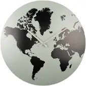 Karlsson Wandklok World Map | KARLSSON metaal grijs 39x39x4 cm wandklokken | NADUVI