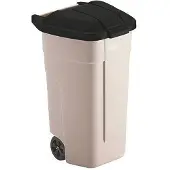 Rubbermaid Afvalbak voor buiten 100 liter, beige met zwart deksel