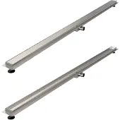 Brauer Douchegoot Zero RVS Inclusief Vloerflens 180x7 cm Tegelinlegrooster Omkeerbaar