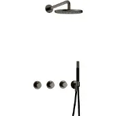 Hotbath Cobber IBS70 Inbouw Doucheset - Staafhanddouche - 20cm Hoofddouche - Wandarm - Wandhouder - Verouderd Ijzer - Messing - Kranen, Douchekranen, - Kranen, Douchekranen, Douchesets, Inbouw