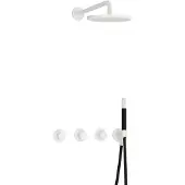 Hotbath Cobber IBS70 inbouw regendoucheset met staafhanddouche aan houder en 20cm ronde hoofddouche aan 40cm wandarm mat wit