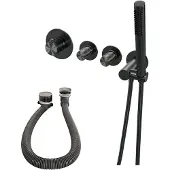 Brauer Gunmetal Edition thermostatische inbouw badkraan SET 01 met badvulcombinatie en staaf handdouche en doucheslang en wandaansluitbocht gunmetal geborsteld PVD