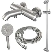 Brauer Brushed Edition thermostatische badkraan met glijstang en 3 standen handdouche RVS geborsteld PVD