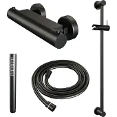 Brauer Black Edition thermostatische doucheset met glijstang en staafhanddouche zwart mat