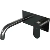 Brauer Gunmetal Edition inbouw wastafelmengkraan met gebogen uitloop en afdekplaat model C1 gunmetal geborsteld PVD