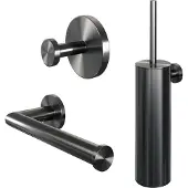 Brauer Edition Toilet Accessoires Set 3-in-1 Geborsteld Gunmetal PVD - RVS 304 - Accessoires, Toilet accessoires, Toilet accessoires sets - 8720724521323