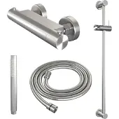 Brauer Douchekraanset brushed edition opbouw met glijstang en staafhanddouche geborsteld rvs