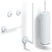 Clou Flat Toilet Accessoires Set Mat-wit - Messing - Accessoires, Toilet accessoires, Toilet accessoires sets - 8717462012831