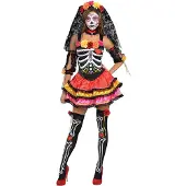 Amscan - Dames Kostuum Day of the Dead Maat L