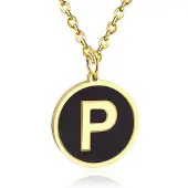 Cilla Jewels Goudkleurige Dames Schakelketting met Zwarte Kettinghanger Letter P