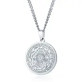 Mendes Cubaanse Schakelketting Mannen Zilverkleurig Seal of the Seven Archangels