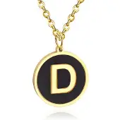 Cilla Jewels Goudkleurige Dames Schakelketting met Zwarte Kettinghanger Letter D