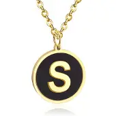 Cilla Jewels Goudkleurige Dames Schakelketting met Zwarte Kettinghanger Letter S