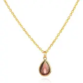 LGT JWLS Verstelbare Ketting met Roze en Goudkleurige Waterdruppel Hanger