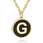 Cilla Jewels Goudkleurige Dames Schakelketting met Zwarte Kettinghanger Letter G