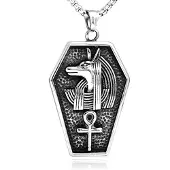 Mendes Heren Schakelketting met Zilverkleurige Egyptische Anubis Hanger