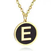 Cilla Jewels Goudkleurige Dames Schakelketting met Zwarte Kettinghanger Letter E